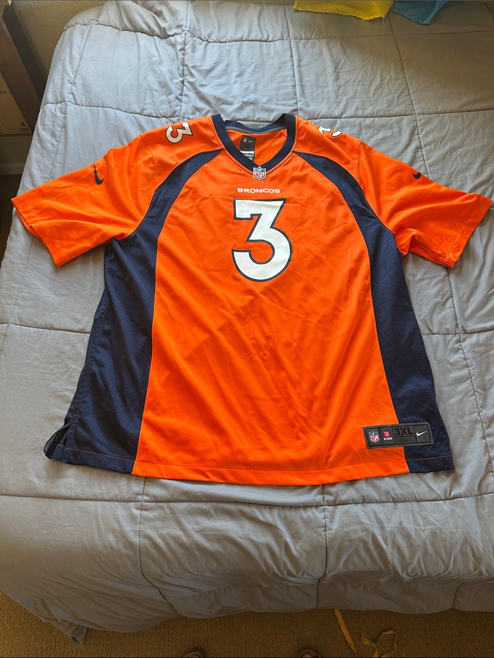 Nike Men’s Broncos #3 Orange and Navy Football Jersey